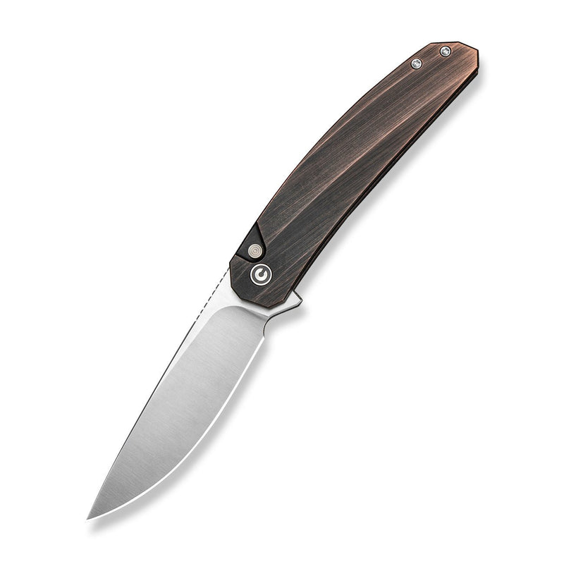 CIVIVI Sylvara Flipper & Button Lock Knife Black Hand Rubbed Copper Handle (3.66" Satin Finished Nitro - V Blade) C25024B Sample1