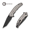 CIVIVI Tactron Flipper & Thumb Stud Knife Gray Aluminum Handle (3.2" Black Stonewashed Nitro - V Blade) C25049 Sample2 - CIVIVI