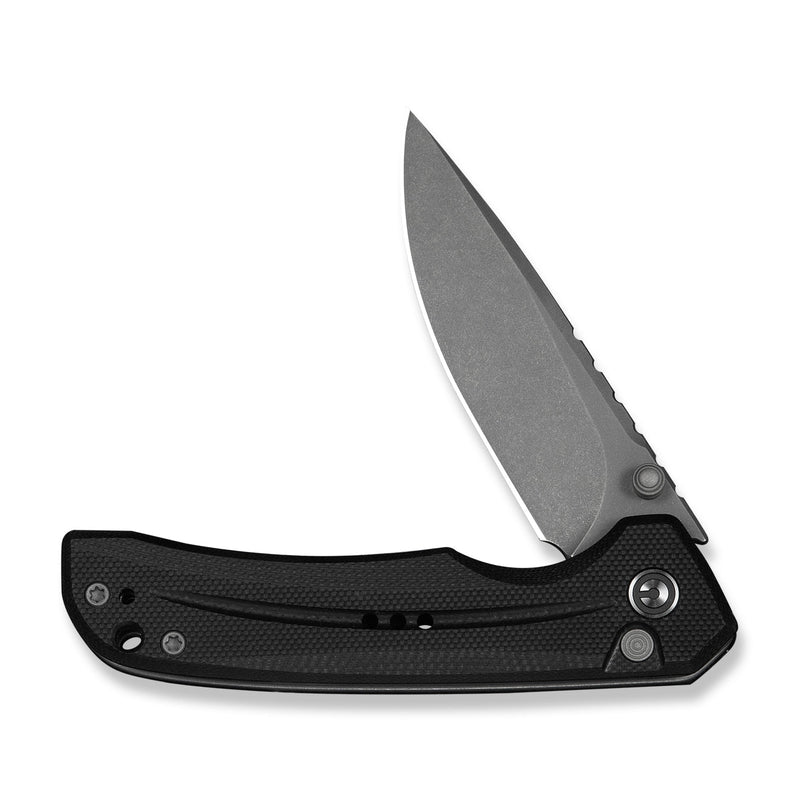 CIVIVI Tarask Flipper & Thumb Stud & Button Lock Knife Black G10 Handle (2.96" Gray Stonewashed Nitro - V Blade) C25023C - 1