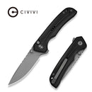 CIVIVI Tarask Flipper & Thumb Stud & Button Lock Knife Black G10 Handle (2.96" Gray Stonewashed Nitro - V Blade) C25023C - 1