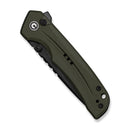 CIVIVI Tarask Flipper & Thumb Stud & Button Lock Knife OD Green G10 Handle (2.96" Black Stonewashed Nitro - V Blade) C25023C - 2