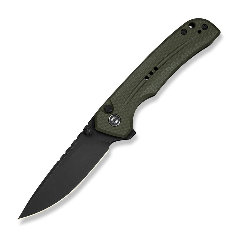 CIVIVI Tarask Flipper & Thumb Stud & Button Lock Knife OD Green G10 Handle (2.96" Black Stonewashed Nitro - V Blade) C25023C - 2