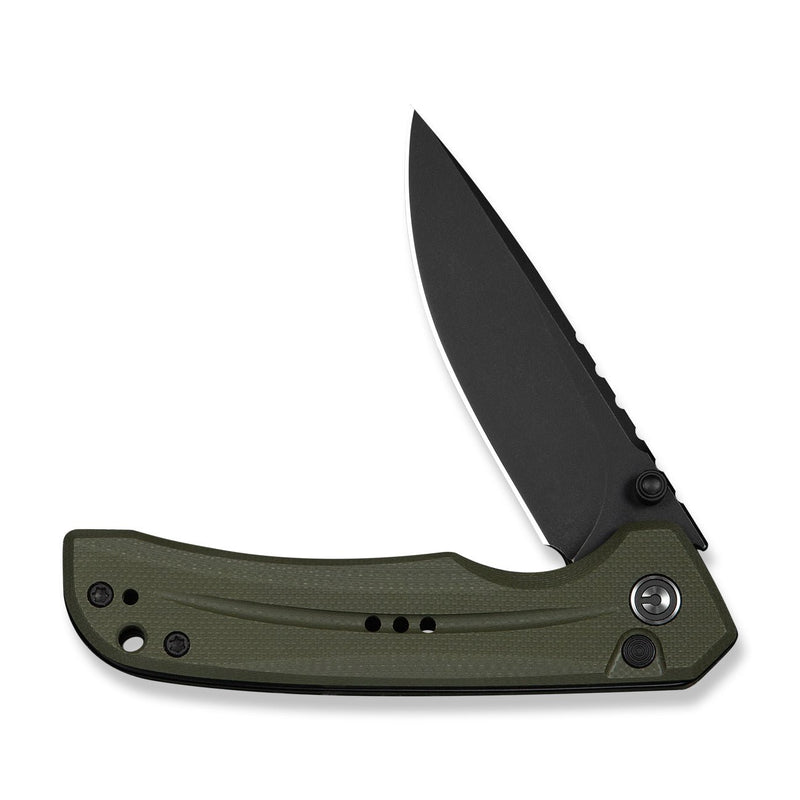 CIVIVI Tarask Flipper & Thumb Stud & Button Lock Knife OD Green G10 Handle (2.96" Black Stonewashed Nitro - V Blade) C25023C - 2