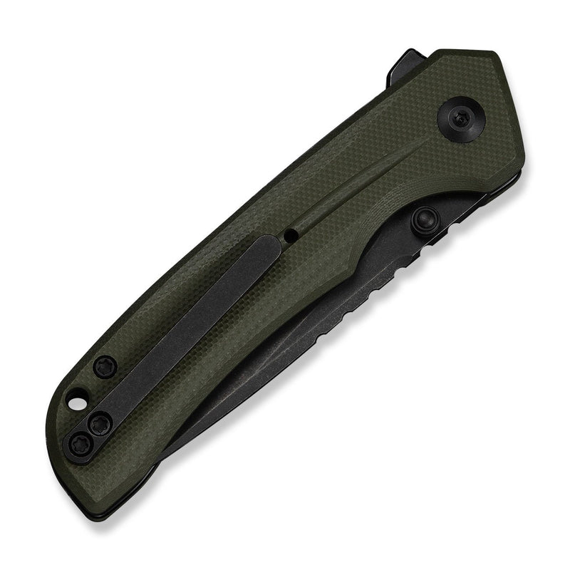 CIVIVI Tarask Flipper & Thumb Stud & Button Lock Knife OD Green G10 Handle (2.96" Black Stonewashed Nitro - V Blade) C25023C - 2