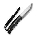 CIVIVI Thaloryn Black G10 Handle (4.1" Satin Finished AEB - L Blade) C25082 Sample1, With 1PC Brown Leather Sheath and 1PC Black Lanyard - CIVIVI