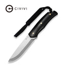 CIVIVI Thaloryn Black G10 Handle (4.1" Satin Finished AEB - L Blade) C25082 Sample1, With 1PC Brown Leather Sheath and 1PC Black Lanyard - CIVIVI