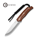 CIVIVI Thaloryn Brown Canvas Micarta Handle (4.1" Satin Finished AEB - L Blade) C25082 Sample2, With 1PC Brown Leather Sheath and 1PC Black Lanyard - CIVIVI