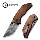 CIVIVI Thug 2 Thumb Stud Knife Wood Handle (2.69" Damascus Blade) C20028C - DS1 - CIVIVI