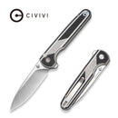 CIVIVI Torsent Flipper & Thumb Stud & Button Lock Knife Black & White G10 Handle (3.38" Satin Finished Nitro - V Blade) C24090A Sample1
