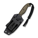 CIVIVI Torvyn Fixed Blade Knife Green Burlap Micarta Handle (3.57" Black Stonewashed AEB - L Blade) C25034B Sample2, With 1PC Black Lanyard, Black Kydex Sheath & T - Clip