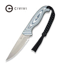 CIVIVI Torvyn Fixed Blade Knife Layered Neutral Blue & White G10 Handle (3.57" Stonewashed AEB - L Blade) C25034B Sample1, With 1PC Black Lanyard, Black Kydex Sheath & T - Clip