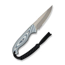 CIVIVI Torvyn Fixed Blade Knife Layered Neutral Blue & White G10 Handle (3.57" Stonewashed AEB - L Blade) C25034B Sample1, With 1PC Black Lanyard, Black Kydex Sheath & T - Clip