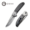 CIVIVI Trailblazer Slip Joint & Thumb Hole Knife Carbon Fiber & G10 & Stainless Steel Handle (2.97" Damascus Blade) C2018DS - 1 - CIVIVI