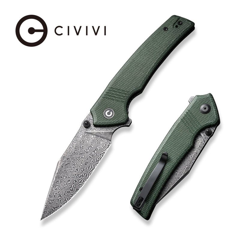 CIVIVI Tranquil Flipper & Thumb Stud Knife Micarta Handle Damascus