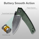 CIVIVI Tranquil Flipper & Thumb Stud Knife Micarta Handle (3.7" Damascus Blade) C23027 - DS1 - CIVIVI