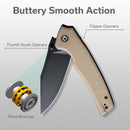 CIVIVI Tranquil Flipper & Thumb Stud Knife G10 Handle (3.7" 14C28N Blade) C23027 - 3 - CIVIVI