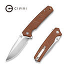CIVIVI Trellex Flipper & Thumb Stud Knife Brown Burlap Micarta Handle (3.5" Satin Finished Nitro - V Blade) C25013 Sample2