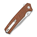 CIVIVI Trellex Flipper & Thumb Stud Knife Brown Burlap Micarta Handle (3.5" Satin Finished Nitro - V Blade) C25013 Sample2
