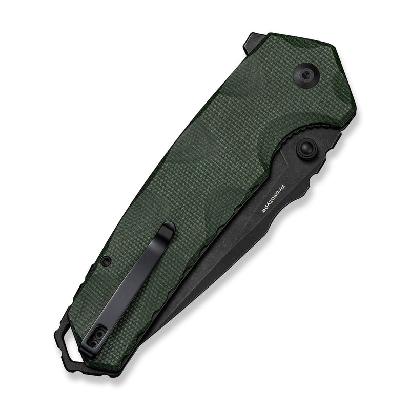 CIVIVI Tyranix Flipper & Thumb Stud Knife Green Canvas Micarta Handle (4.39" Black Stonewashed 14C28N Blade) C25018 Sample2
