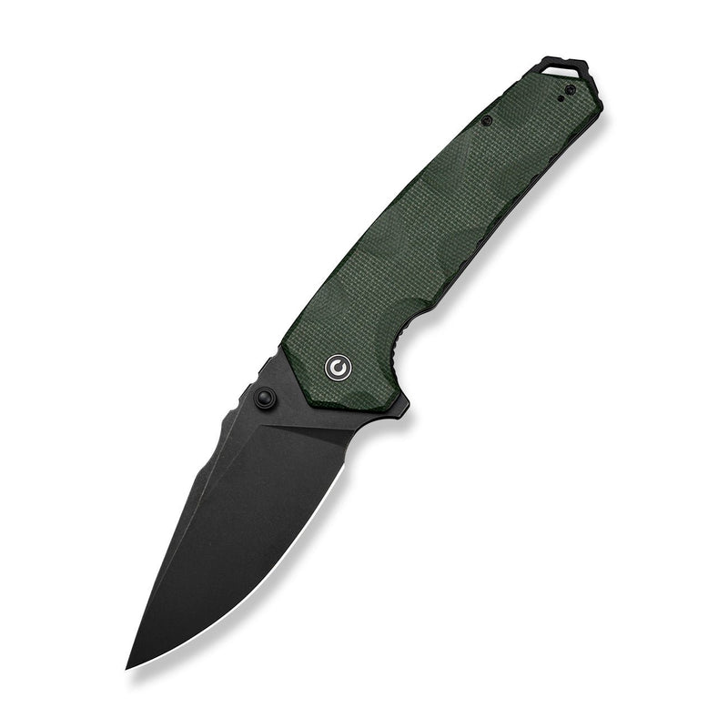 CIVIVI Tyranix Flipper & Thumb Stud Knife Green Canvas Micarta Handle (4.39" Black Stonewashed 14C28N Blade) C25018 Sample2