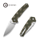 CIVIVI Tyranix Flipper & Thumb Stud Knife Layered Green & Tan G10 Handle (4.39" Satin Finished 14C28N Blade) C25018 Sample1