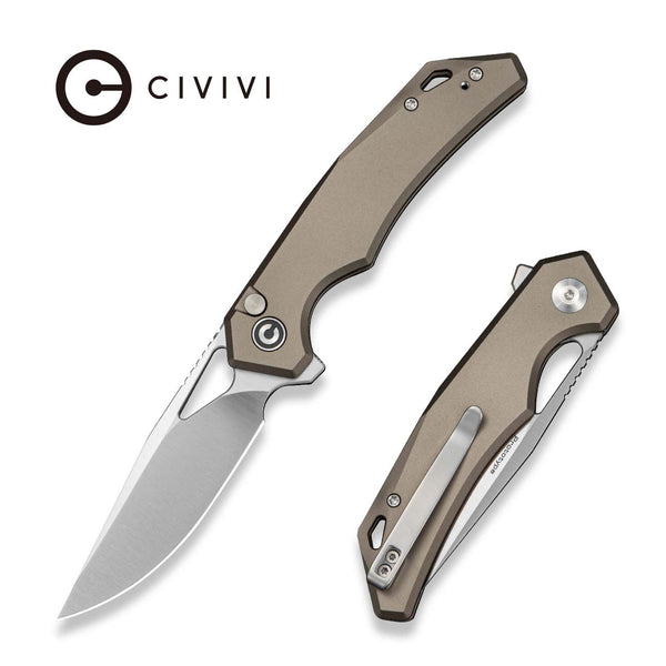 CIVIVI Vexaryn Flipper & Thumb Hole & Button Lock Knife Gray