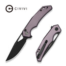 CIVIVI Vexaryn Flipper & Thumb Hole & Button Lock Knife Purple Aluminum Handle (3.39" Black Stonewashed Nitro - V Blade) C25062 Sample2 - CIVIVI