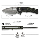 CIVIVI Vexron Flipper & Thumb Hole & Button Lock Knife G10 Handle (2.98" Damascus Blade) C24066 - DS1 - CIVIVI