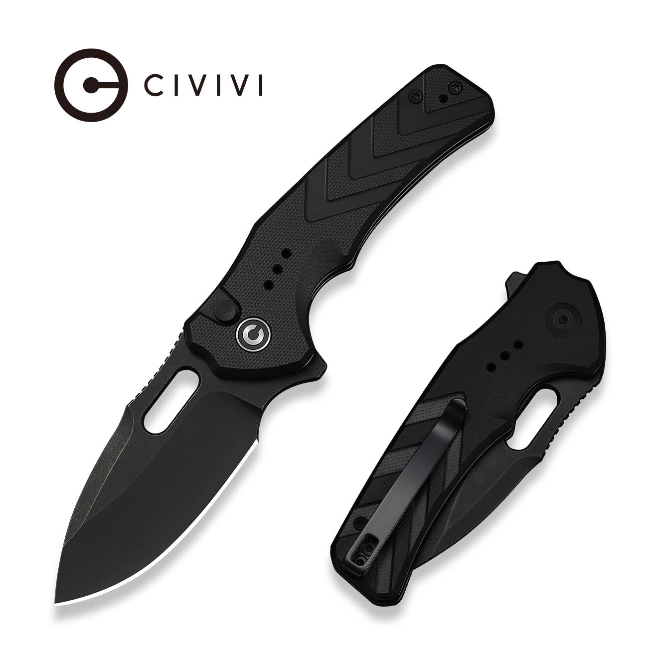 CIVIVI Vexron Flipper & Thumb Hole & Button Lock Knife G10 Handle (2.9