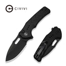 CIVIVI Vexron Flipper & Thumb Hole & Button Lock Knife Milled Black G10 Handle (2.98" Black Stonewashed 14C28N Blade) C24066 - 1 - CIVIVI