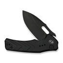 CIVIVI Vexron Flipper & Thumb Hole & Button Lock Knife Milled Black G10 Handle (2.98" Black Stonewashed 14C28N Blade) C24066 - 1 - CIVIVI