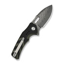 CIVIVI Vexron Flipper & Thumb Hole & Button Lock Knife Milled Black & Green G10 Handle (2.98" Damascus Blade) C24066 - DS1 - CIVIVI