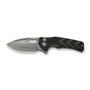 CIVIVI Vexron Flipper & Thumb Hole & Button Lock Knife Milled Black & Green G10 Handle (2.98" Damascus Blade) C24066 - DS1 - CIVIVI