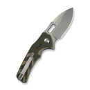 CIVIVI Vexron Flipper & Thumb Hole & Button Lock Knife Milled Green & Tan G10 Handle (2.98" Stonewashed 14C28N Blade) C24066 - 2 - CIVIVI