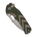 CIVIVI Vexron Flipper & Thumb Hole & Button Lock Knife Milled Green & Tan G10 Handle (2.98" Stonewashed 14C28N Blade) C24066 - 2 - CIVIVI