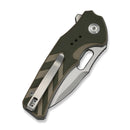 CIVIVI Vexron Flipper & Thumb Hole & Button Lock Knife Milled Green & Tan G10 Handle (2.98" Stonewashed 14C28N Blade) C24066 - 2 - CIVIVI