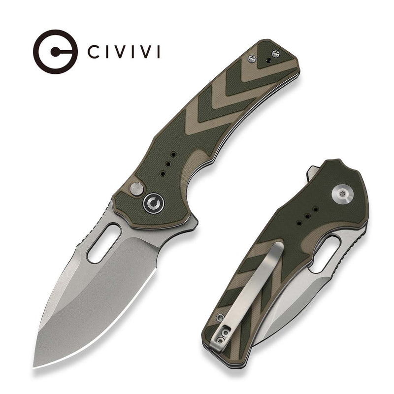 CIVIVI Vexron Flipper & Thumb Hole & Button Lock Knife G10 Handle (2.9