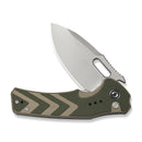 CIVIVI Vexron Flipper & Thumb Hole & Button Lock Knife Milled Green & Tan G10 Handle (2.98" Stonewashed 14C28N Blade) C24066 - 2 - CIVIVI