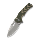 CIVIVI Vexron Flipper & Thumb Hole & Button Lock Knife Milled Green & Tan G10 Handle (2.98" Stonewashed 14C28N Blade) C24066 - 2 - CIVIVI