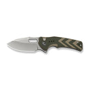 CIVIVI Vexron Flipper & Thumb Hole & Button Lock Knife Milled Green & Tan G10 Handle (2.98" Stonewashed 14C28N Blade) C24066 - 2 - CIVIVI