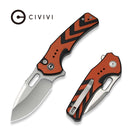 CIVIVI Vexron Flipper & Thumb Hole & Button Lock Knife Milled Orange & Black G10 Handle (2.98" Satin Finished 14C28N Blade) C24066 - 3 - CIVIVI