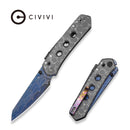 CIVIVI Vision FG Thumb Stud & Superlock Knife Polished Clear Lexan Handle (3.54" Blue Damascus Blade) C22036 - 2026 BS1 - CIVIVI