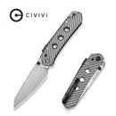 CIVIVI Vision FG Thumb Stud & Superlock Knife Polished Clear Lexan Handle (3.54" Satin Finished Nitro-V Blade With Rock-Grind Pattern) C22036-8 - CIVIVI