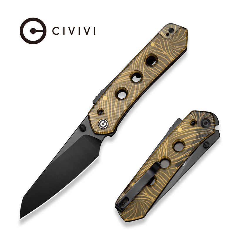 CIVIVI Vision FG Thumb Stud & Superlock Knife Polished Ultem Handle (3.54" Black Nitro - V Blade) C22036 - 2025 BSW1