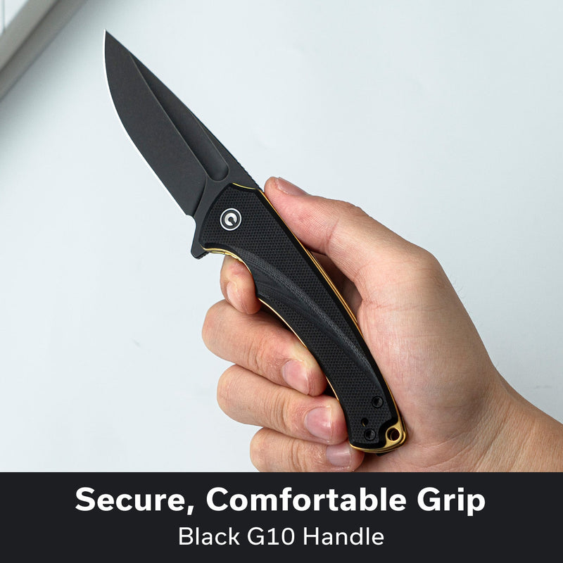 CIVIVI Voidflare Flipper Knife Black G10 Handle (2.92" Black Stonewashed 14C28N Blade) C24040 - 1