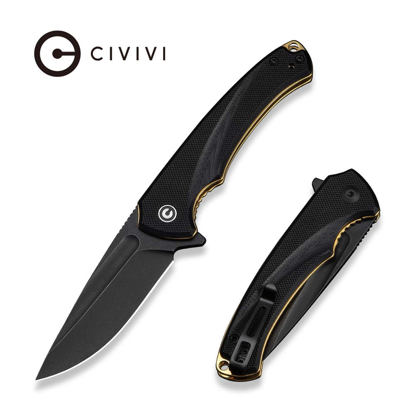 CIVIVI Voidflare Flipper Knife Black G10 Handle (2.92" Black Stonewashed 14C28N Blade) C24040 - 1