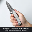 CIVIVI Voidflare Flipper Knife G10 With Aluminum Foil Handle (2.92" Damascus Blade) C24040 - DS1