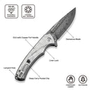 CIVIVI Voidflare Flipper Knife G10 With Aluminum Foil Handle (2.92" Damascus Blade) C24040 - DS1