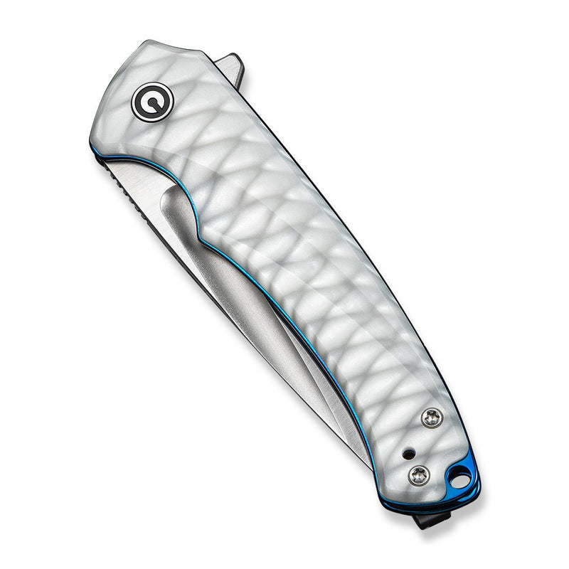 CIVIVI Voidflare Flipper Knife Greyish White Resin Handle With Scale Pattern (2.92" Satin Finished 14C28N Blade) C24040 - 2