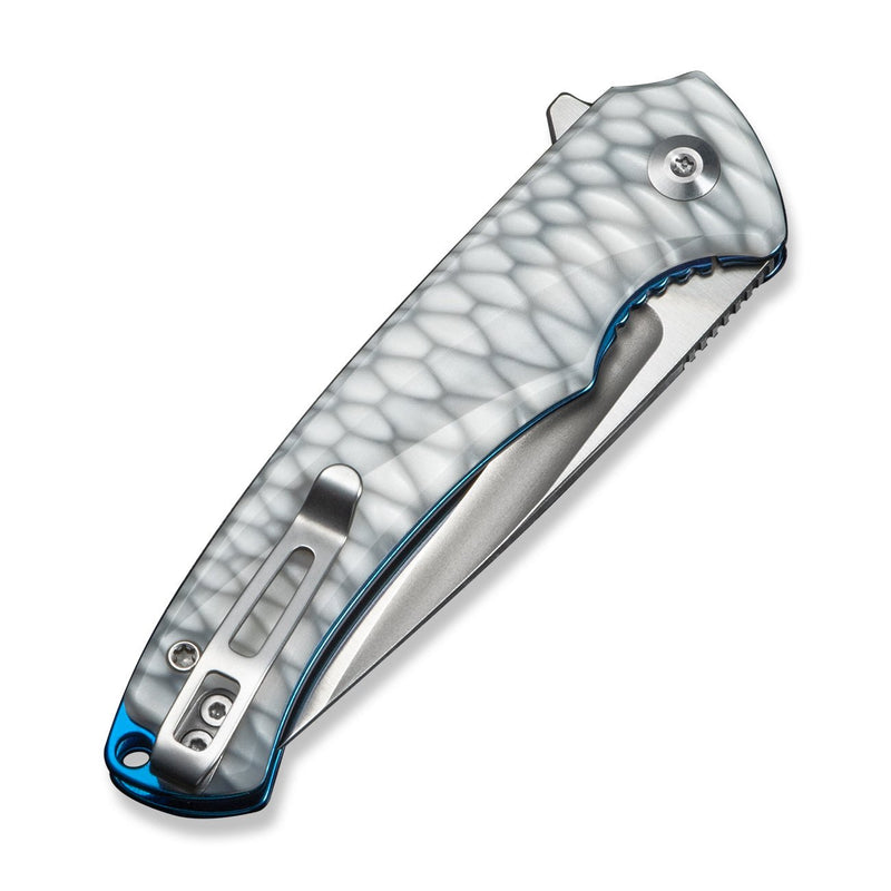 CIVIVI Voidflare Flipper Knife Greyish White Resin Handle With Scale Pattern (2.92" Satin Finished 14C28N Blade) C24040 - 2
